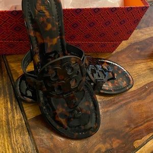 Tory Burch Miller sandals tortoise size 8